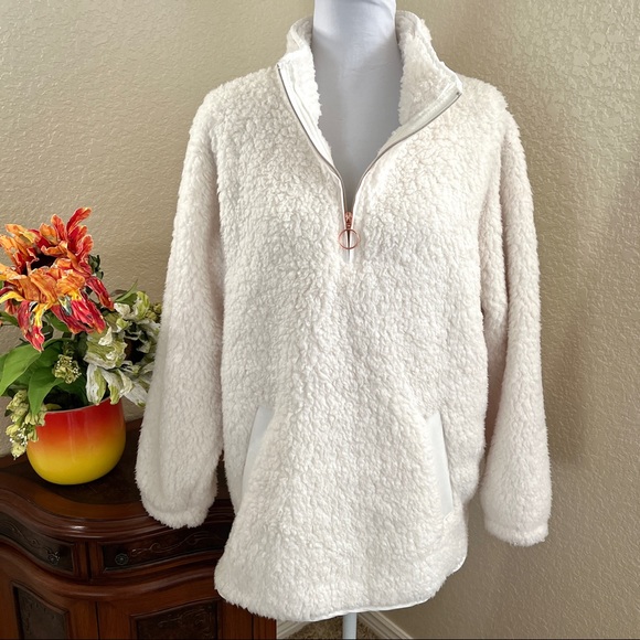 Adrienne Vittadini Sport Teddy Quarter ZIP Pullover Jacket - Picture 2 of 11